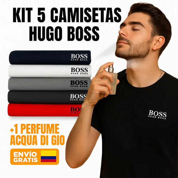 KIT 5 CAMISETAS HUGO BOSS + PERFUME ACQUA DIO GIO